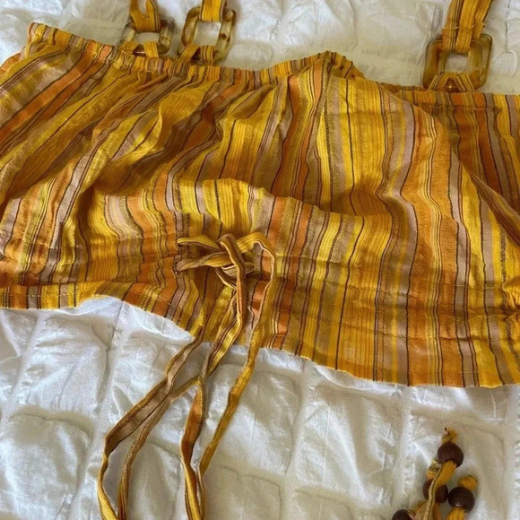 House of Harlow 1960 boho yellow drawstring crop top - Picture 8 of 11